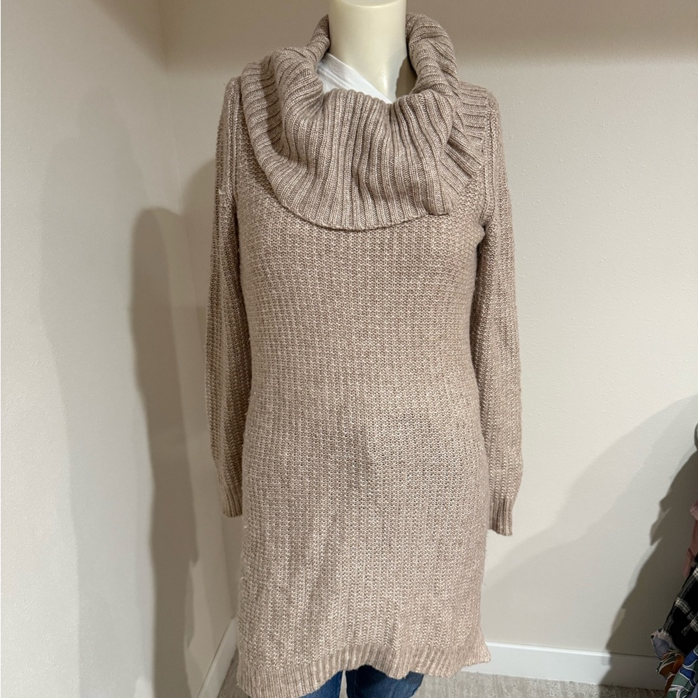 White House Black Market Beige Cowl Neck Sweater